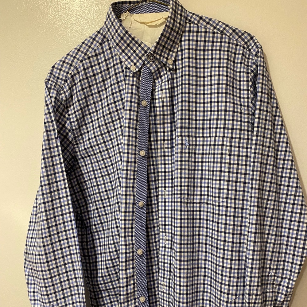 1930 Tailorbyrd Collection Men’s Shirt, Blue Plaid, Men’s Medium, Slim Fit